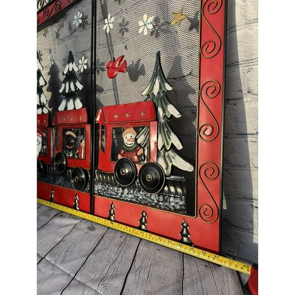 Vintage Foldable 3D Metal Fireplace Hand Painted Screen - Picture 8 of 14